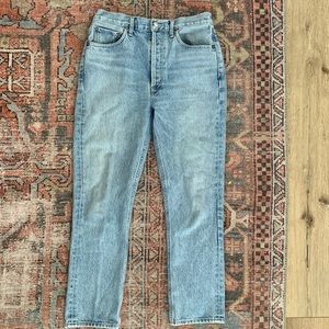 AGOLDE high waisted crop light wash jeans
